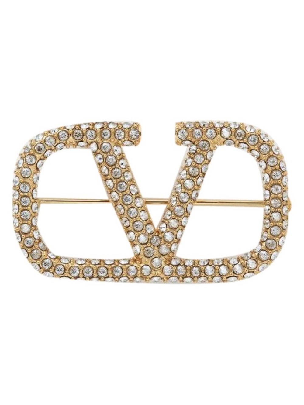 Valentino Garavani VLOGO crystal embellished gold tone brooch